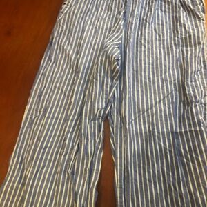 Blue and White Striped Pants